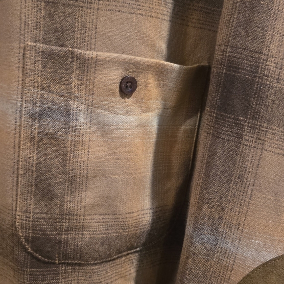 Vintage Pendleton Trail Shirt XL Tan Plaid Suede Elbow Patches No Flaws - Picture 6 of 11